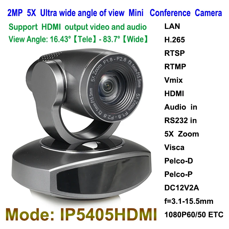 2MP 1080P60 IP прямая потоковая камера ptz Видео Аудио 5x зум широкий угол с выходом