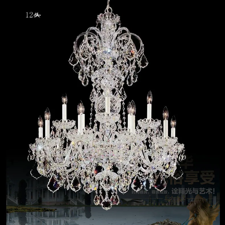 

EXtra long large chandelier crystal chandelier lustres de cristal white candle holders lamp living room hotel Light candelabro