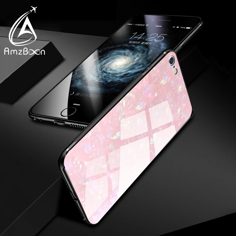 Amzboon Super Hand Feeling TPU Back Glass Protector Silicone Cover Shell For iPhone 6/6s Plus Phone Conque Shock-proof bag Case |