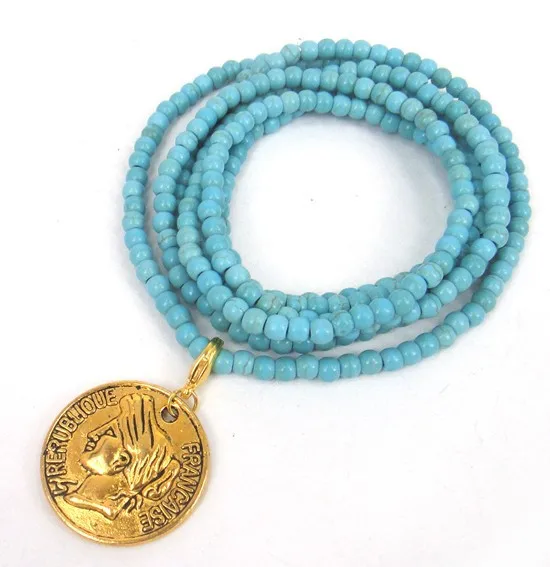 MOODPC Мода 4 мм Женский каменный браслет/ожерелье для серебряного/золотого шарма