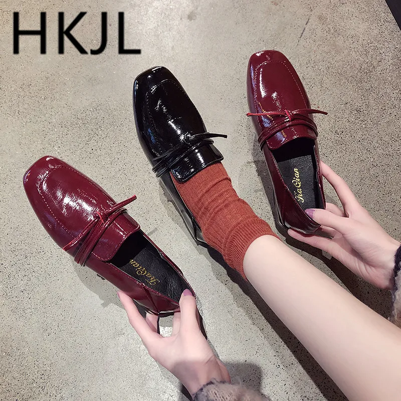

HKJL British style women's shoes 2019 new women's shoes with low heels two pairs of fashionable leather shoes single shoes A619