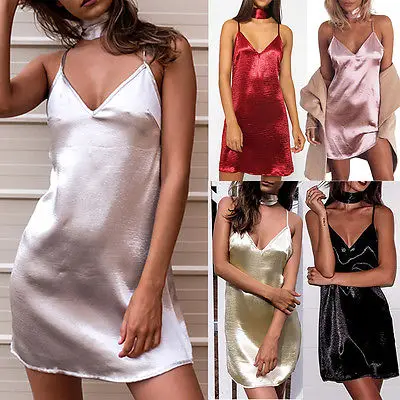 

2016 New Women Sleeveless Satin Slip Dress Spaghetti Straps Nightwear Party Dress Sexy Dresses Adjusted-straps