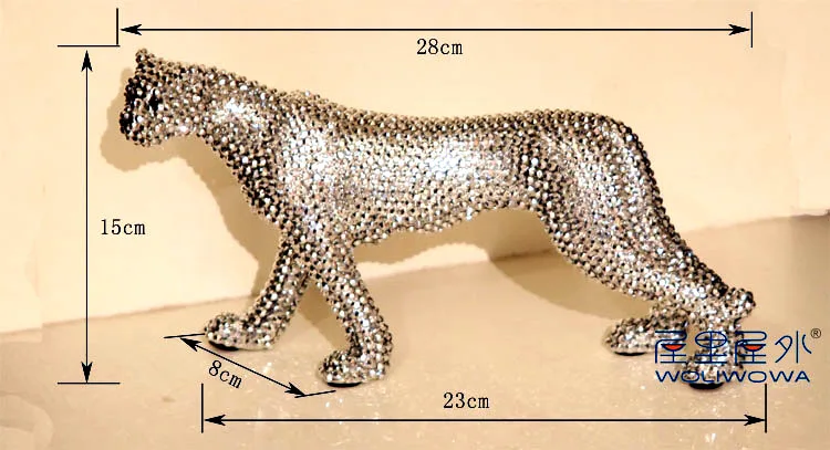 Новые керамические изделия креативные животные Алмазная леопардовая скульптура керамическая гостиная украшение дома аксессуары отправка друзьям подарки - Цвет: Серебристый