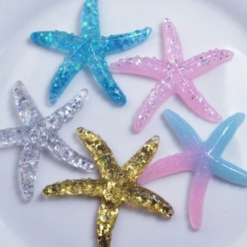

Resin Adorable Glitter Colorful Starfish Shell For Crafts Making, Scrapbooking, DIY, Hair Bow Center Jewelry Finding