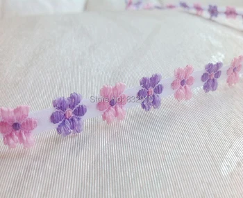 

Wholesale quality Pink/purple Mini flowers Woven Jacquard cotton Ribbon 22yards 0.5cm-1cm diy handmade accessories lace ribbon