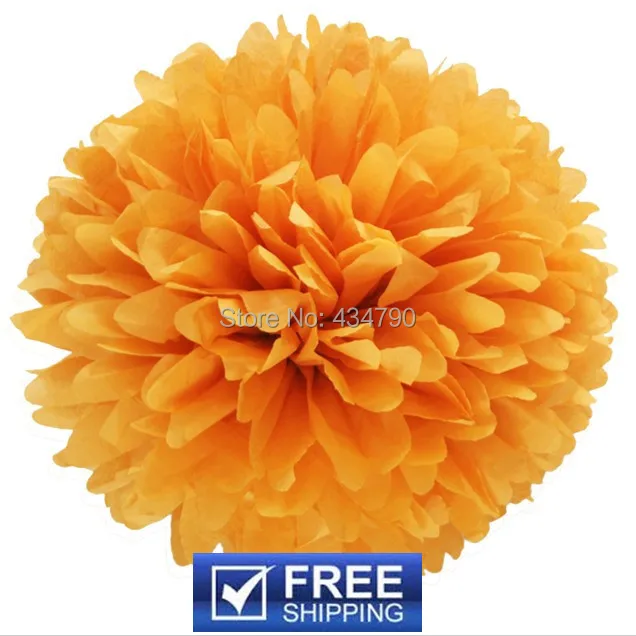 

20pcs 14"(35cm) Tissue Paper Flower Balls Orange-Garland Nursery Halloween Kids Party Decor Hanging Pom Poms-Choose Your Colors