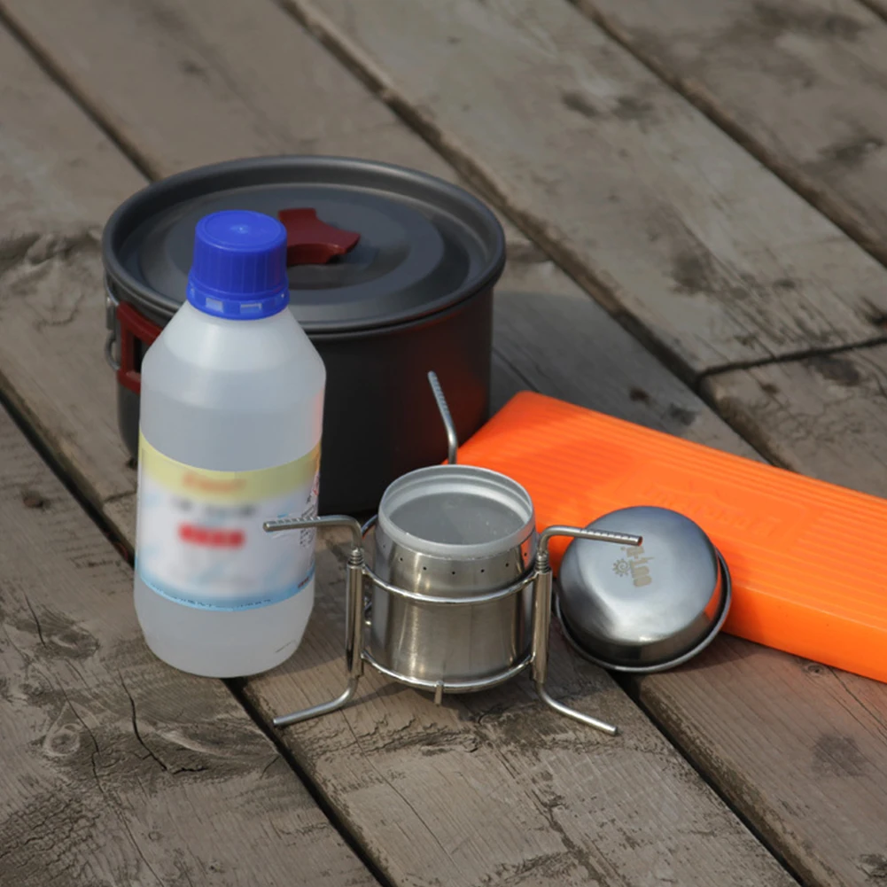 

Outdoor Alcohol Stove Ultralight Picnic With Stand Stainless Steel Camping Burner Hiking Portable Rotatable Non Slip