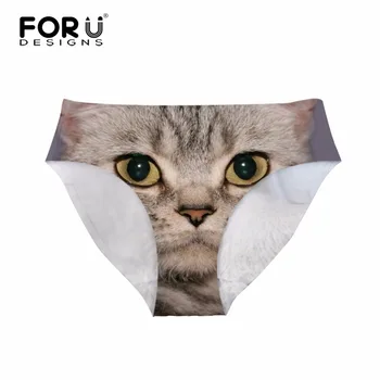 

FORUDESIGNS Cute Cat Print Women Panties 3D Animal Fitness Sexy Underwear Ultra-Thin Pink Fashion Brand Breathable Ladies Briefs