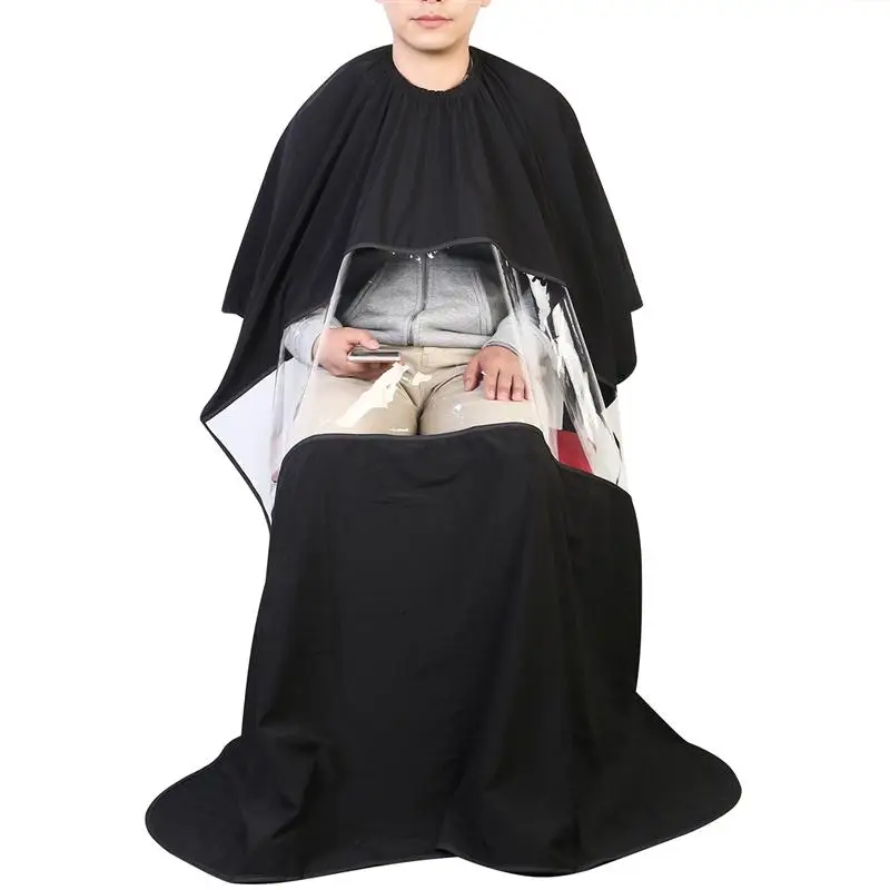 Black 151*128cm Waterproof Hairdresser Gown Hair Salon Cape with Phone
