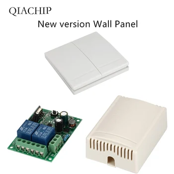 

QIACHIP 433Mhz 220V 2CH Wireless Remote Control Switches Relay Receiver Module & 2CH Remote Controls Wall Panel RF Transmitter