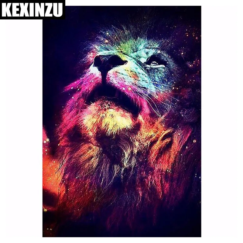 

KEXINZU Needleworks diamond embroidery Colorful Lions diy diamond painting full square mosaic rhinestones home decor