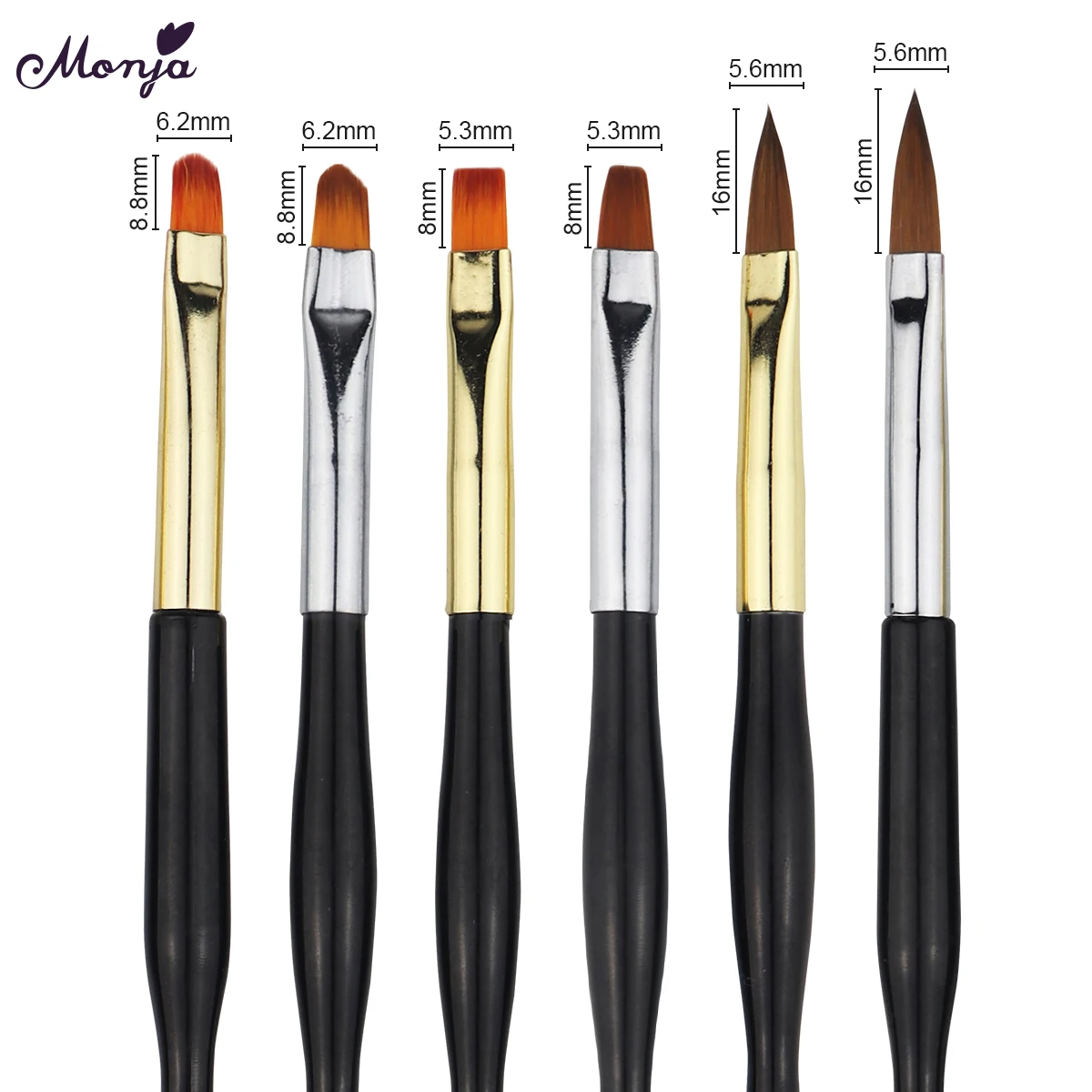 Monja Dual End Nail Acrylic Liquid Powder Carving UV Gel Extension Builder Stripes Lines Liner Pain