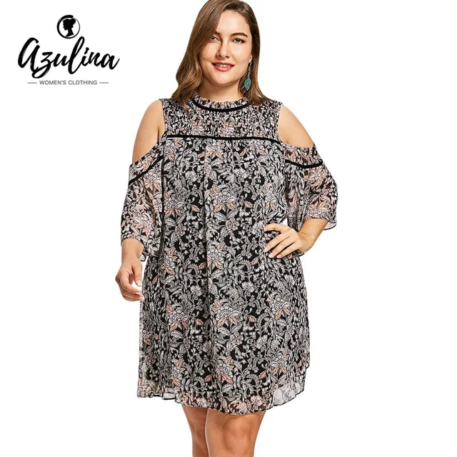 Resultado de imagen de plus size cold shoulder dress
