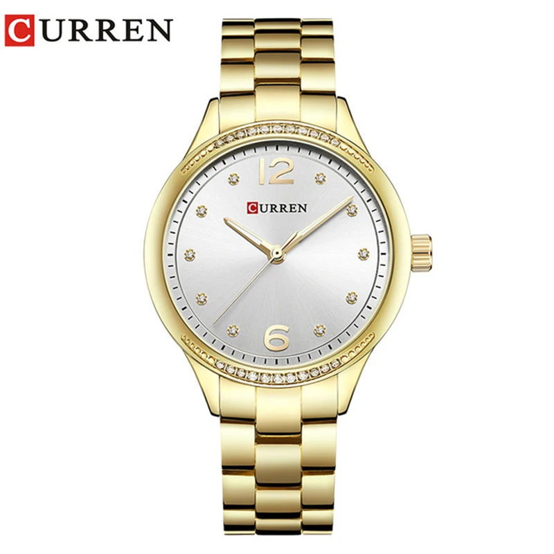 Relogio Feminino 9003 Curren часы женские брендовые роскошные золотые кварцевые часы модные женские нарядные Элегантные наручные часы подарки для леди - Цвет: Gold White