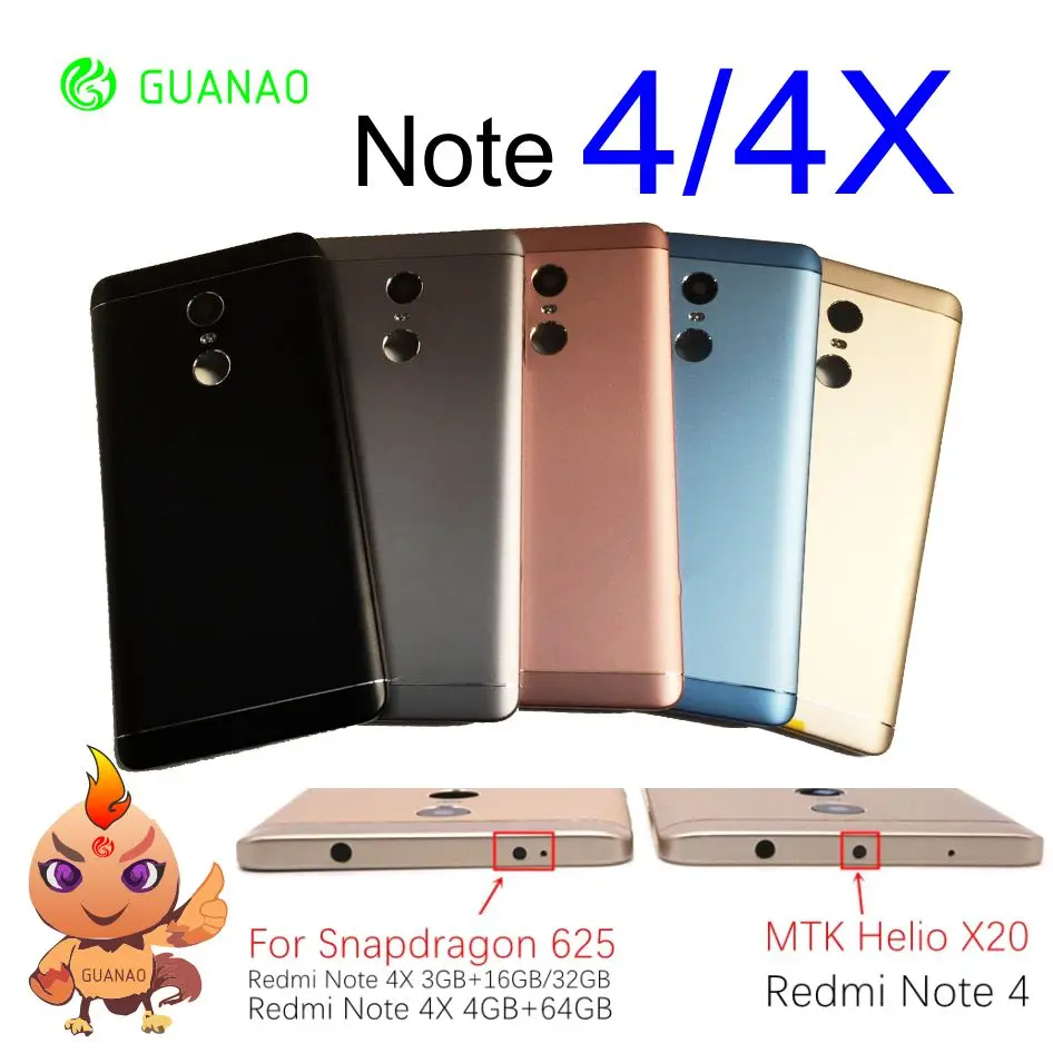 

Xiao Mi Redmi Note 4 4x Battery Cover Rear Door Back Housing Case Replacement Snapdragon Xiao Mi Redmi Note 4 4x Battery Cover