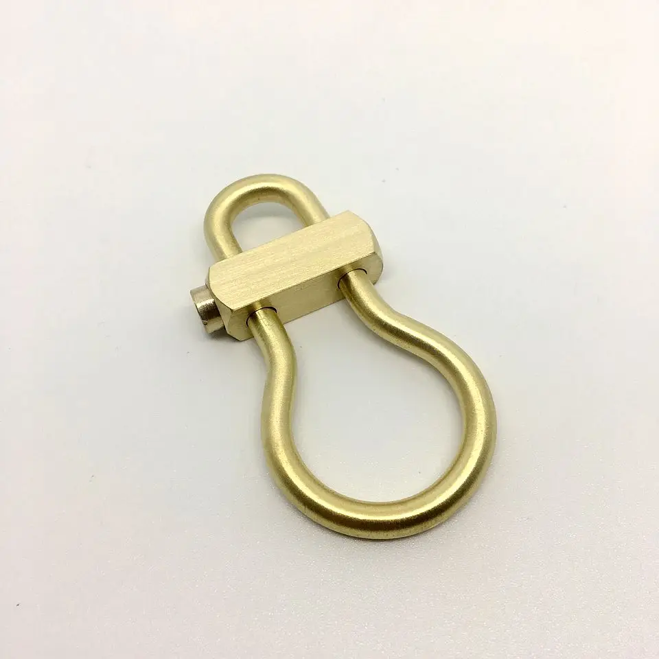 Retro EDC Solid Brass Keychain Stainless Steel Key Ring Brass Hook