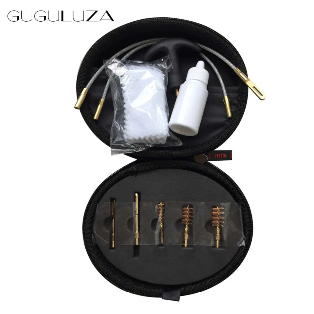 

GUGULUZA NEW Pistol Cleaning Kit Universal Gun Cleaning Brush with Black Bag Fits .22 to .45 Caliber Pistol Cleaning Kit Tool