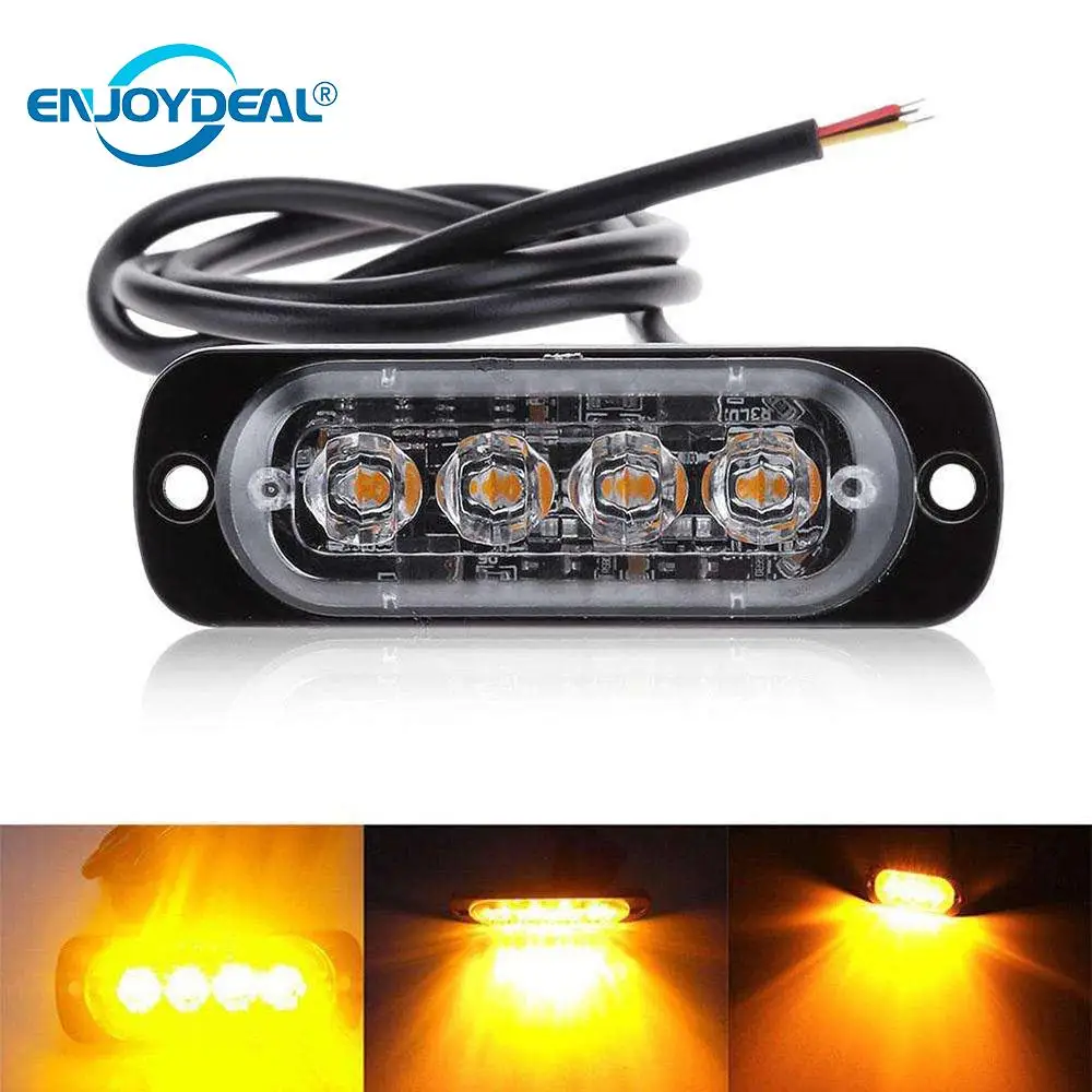 12 V-24 V Янтарная 4LED 12 W Автомобильное светотехника для грузовика вспышка аварийного Предупреждение бар светодиодные боковые габаритные