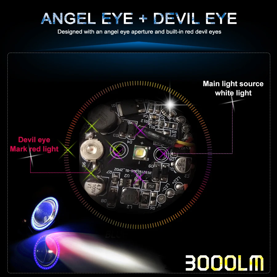 Best 2x 125W U7 Store Motorcycle Angel Eyes Headlight DRL spotlights auxiliary bright LED bicycle lamp accessories car work Fog light