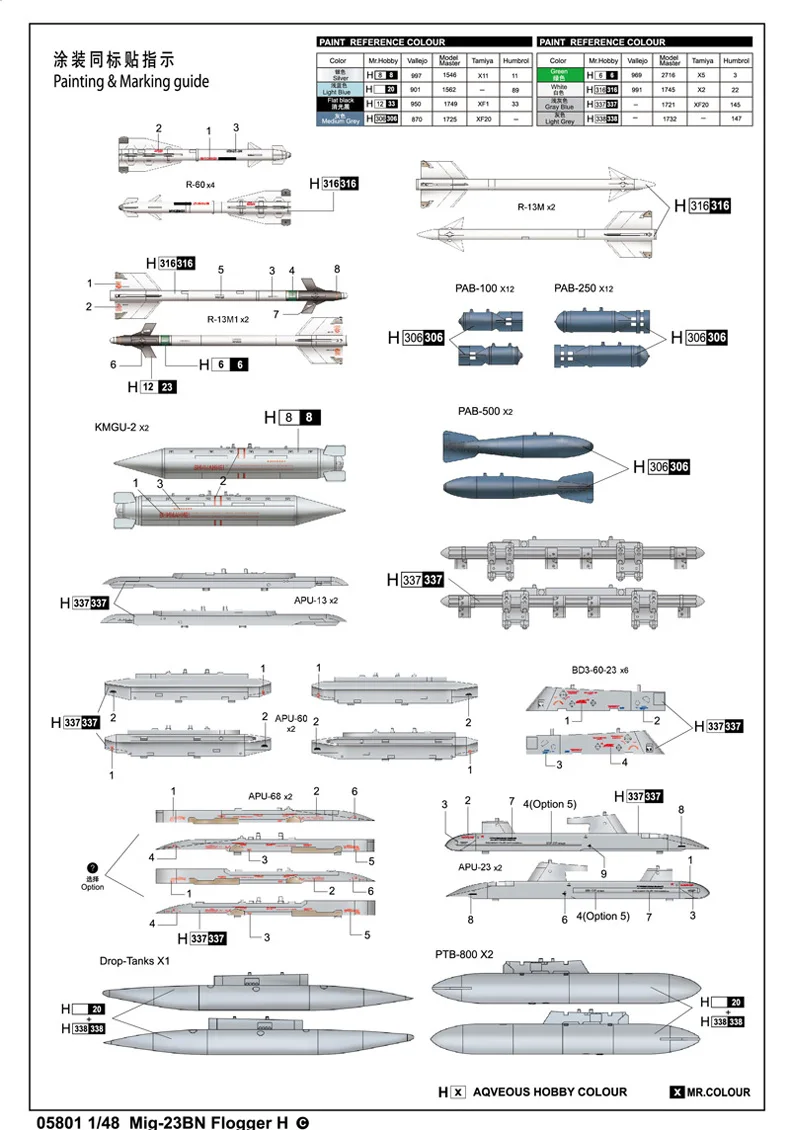 Modelo de Montagem Trompetista Flogger h Lutador Bombardeiro 05801 1 - 48 Mig-23bn 4 Brinquedos e hobbies