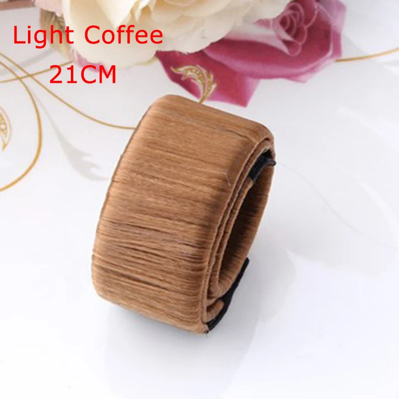 21cm light coffee Синтетический парик, Пончик, повязка на голову, женские аксессуары для волос, для девушек, волшебная булочка для волос, бутон, лента для волос, французское блюдо, твист, инструмент для стрижки, сделай сам - Цвет: 21cm light coffee
