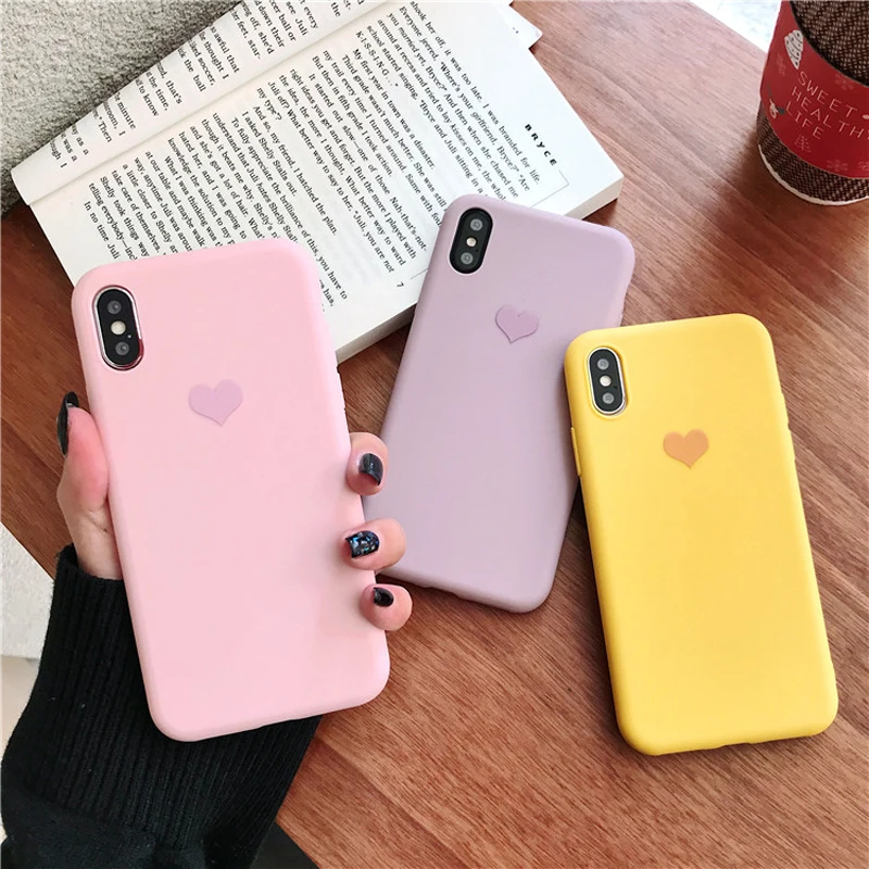 Милый чехол для телефона с сердечками iphone X XR XS Max Модный мягкий из ТПУ ярких