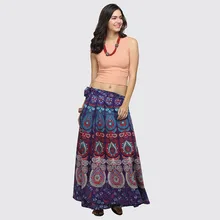 Плюс размеры обёрточная бумага Вокруг Юбка макси в стиле бохо для женщин Мода Племенной народная плиссированная юбка Богемный Цыганский Хиппи пляжная