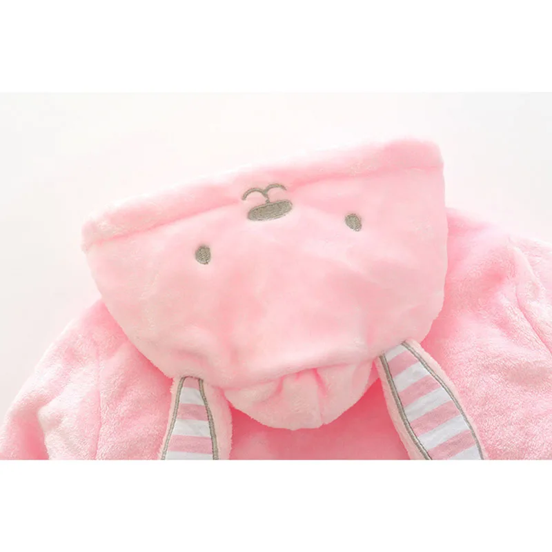 Kids Pajamas Winter Rabbits keep Warm Flannel Robe Children's Bathrobes Baby Boys Girls Hooded Homewear Girls Home Sleepwear
