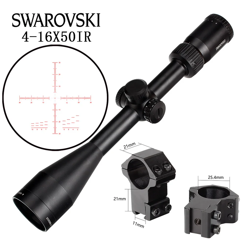 Китай SWAROVSKl 4-16X50 IR Riflescope F191 с красной подсветкой Стекло гравированное сетка башенки сброс полный размер охотничьи прицелы - Цвет: with Dovetail Rings