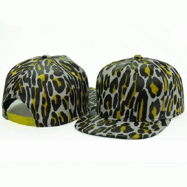 Unisex Solid Leopard Panther Leather Pattern Fashion Snapback Cap,can