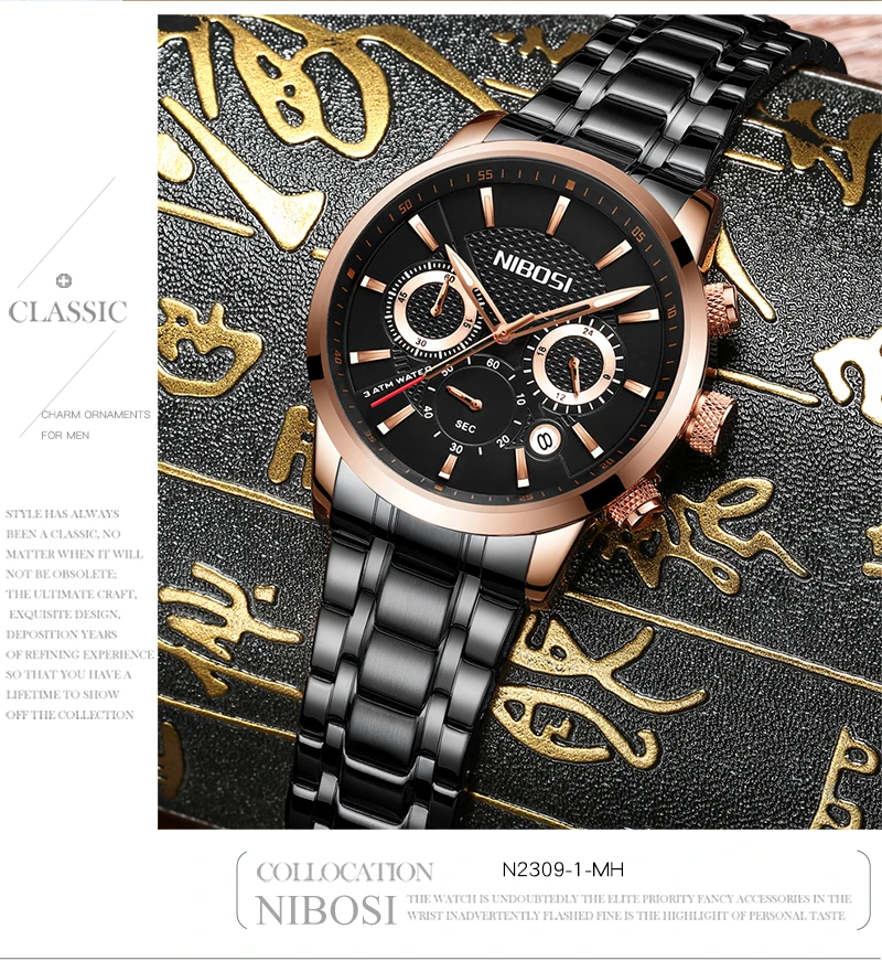 Relogio Masculino Esportivo NIBOSI Sport Watches For Men Top Brand Luxury Waterproof Men Watch Leather Strap Black Clock Male    (15)