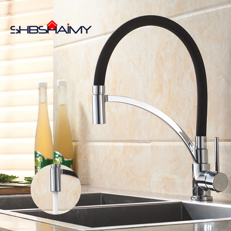 

Chrome Polished Black Pipe Pull Down Kitchen Faucet 360 Degree Rotation Single Handle Single Hole Cold and Hot Water Mixer Tap