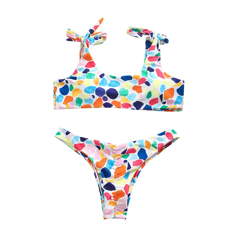 

Huibu Women Ladies Colorful Print Soft Removable Padded Swimsuit Sexy Summer Beach Swimwear Bikini Sets