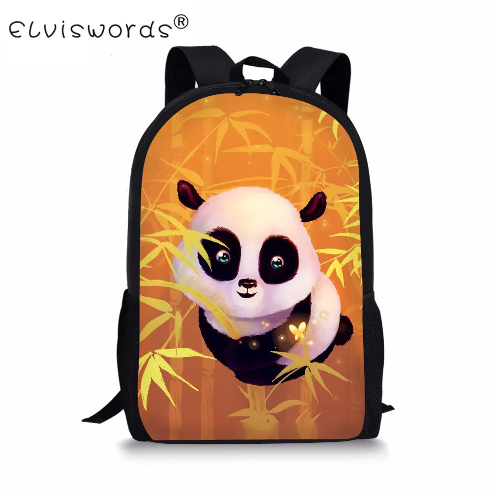 #*Cheap ELVISWORDS Cute Panda Print Children Backpack Primary School Satchel Kids School Bags For Boys Girls Big Large Capacity Mochila