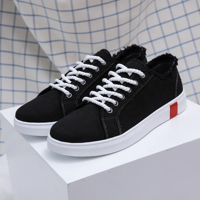 

Men Sneakers New 2019 Spring Summer Canvas Shoes Low Top Black Orange Green Shoes Men's Casual Shoes Male Brand Fashion Shoes