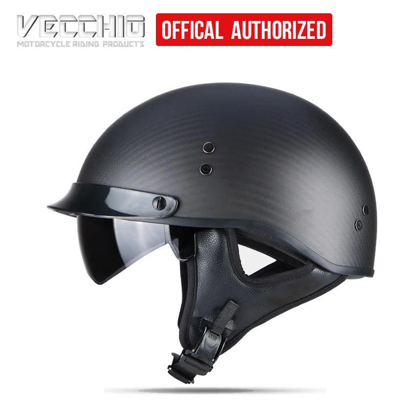 

Motorcycle helmet/Carbon fiber material Harley Jet helmet/ retro 1/2 half helmet/ helmet with inner visor/ harley style