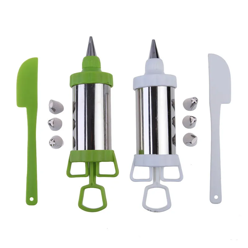 

Hot Sell Cake Decoratiors Accessories Stainless Steel Nozzles Piping Syringe Cookie Icing Cake Decorating Set Baking Aid Guide
