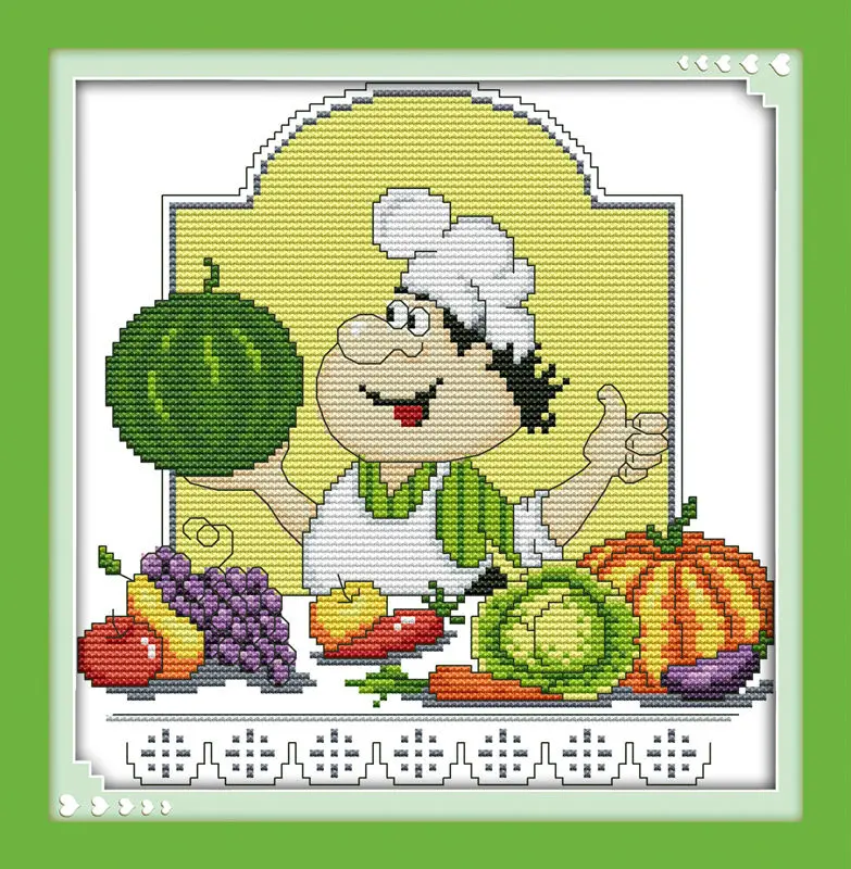 

Humor chef (1) Printed on Canvas DMC Counted Chinese Cross Stitch Kits printed Cross-stitch set Embroidery Needlework