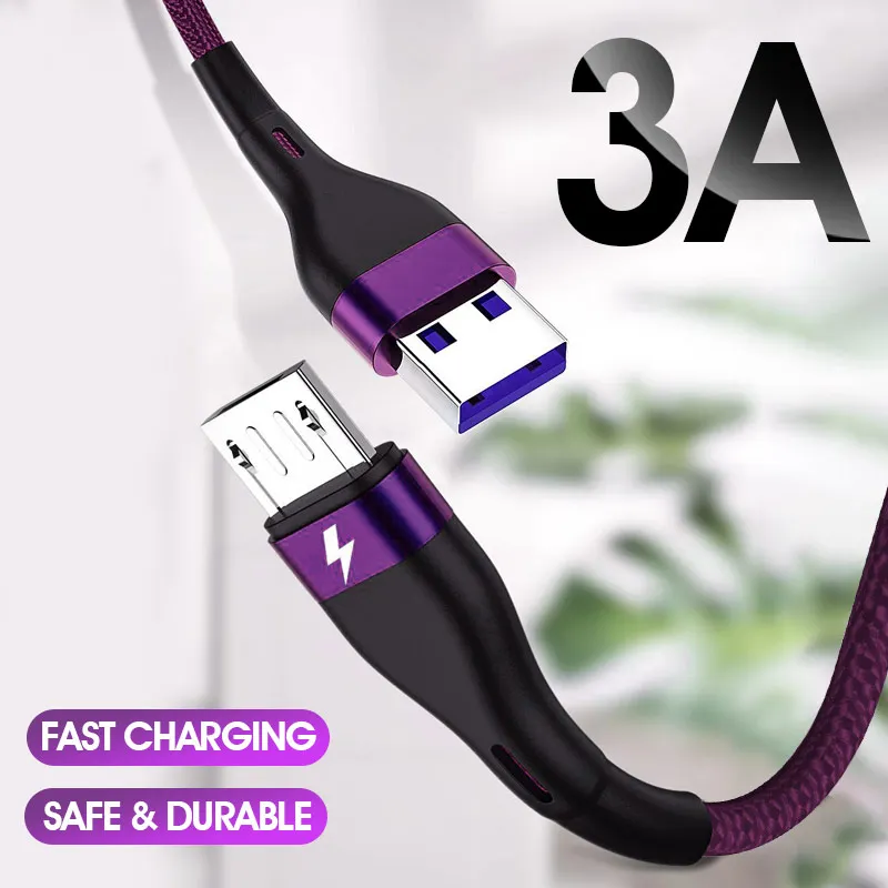 3A المصغّر USB كابل ل Xiaomi Redmi 4X ملاحظة 5 الموالية سريع شحن USB بيانات الهاتف المحمول الكابلات لسامسونج S7 هواوي مايكرو مبدل