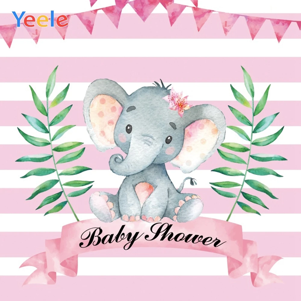 

Yeele Pink Elephant Girl Princess Newborn Baby Shower Photography Backdrop Custom Photographic Background For Photo Studio
