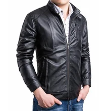 Spitzenverkauf fashion schräge reißverschluss leder für männer motorrad pu mantel outwear Schwarz Braun größe M-4XL 5XL AY055