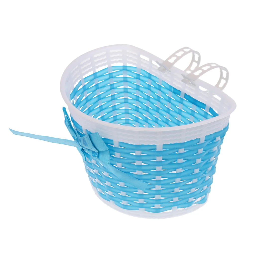 Best Girls Bicycle Front Basket Lovely Bowknot Shopping Stabilizers Bike Handlebar Case for Children Kids Cycling 5-Color 3