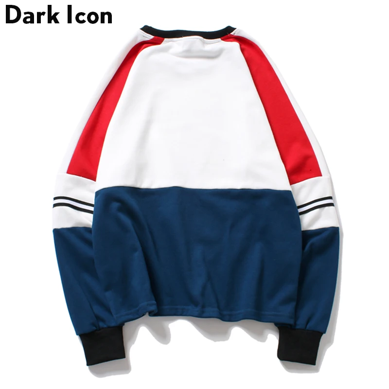 DARK ICON Drop Shoulder Color Block Round Neck Men's Sweatshirt 2018 Autumn Terry Material Hip Hop Sweatshirt 3 Colors