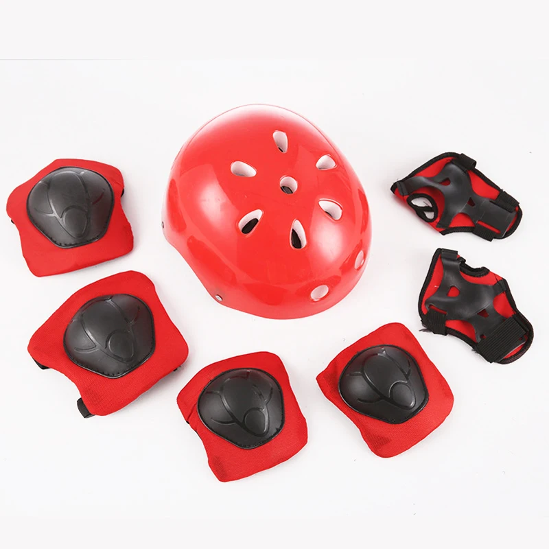 

7Pcs/set Kid's Skateboarding Protective Gear Helmet Elbow Knee Palm Pads Guard children Blue / Pink / Red