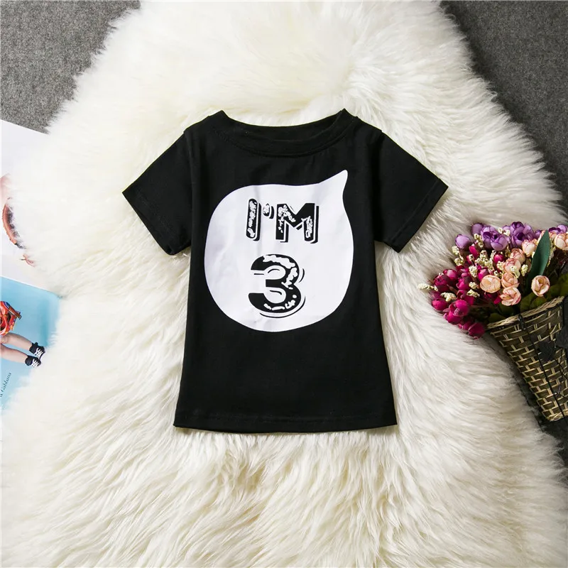 

Little Baby Boy Girl T-shirts Tops Tees Kids Costume Children's Clothes 1-4 Year Kids Birthday Party Outfits Short Sleeve Tees