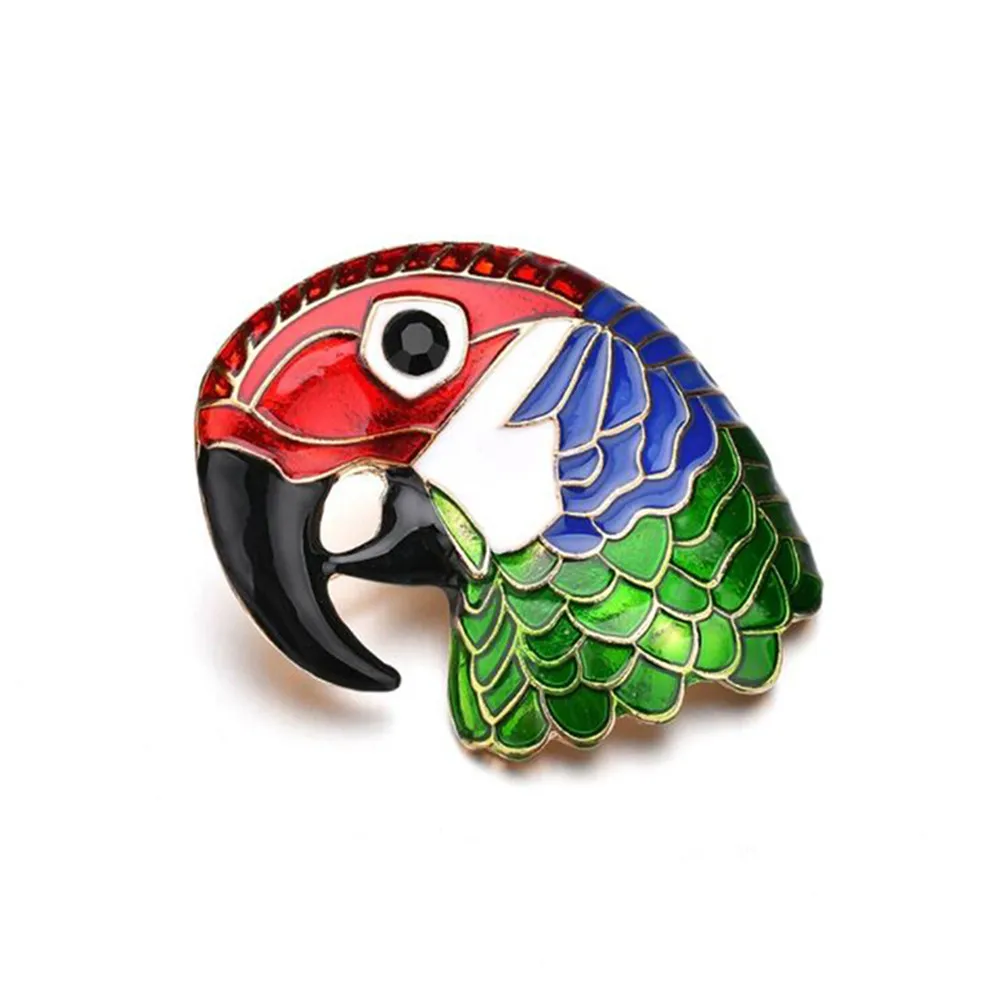 Ellenmar Cartoon Brooch Drop Painting Oil Parrot Head Brooch Pin Painted Corsage Ornament Holiday Gift for Autumn and Winter