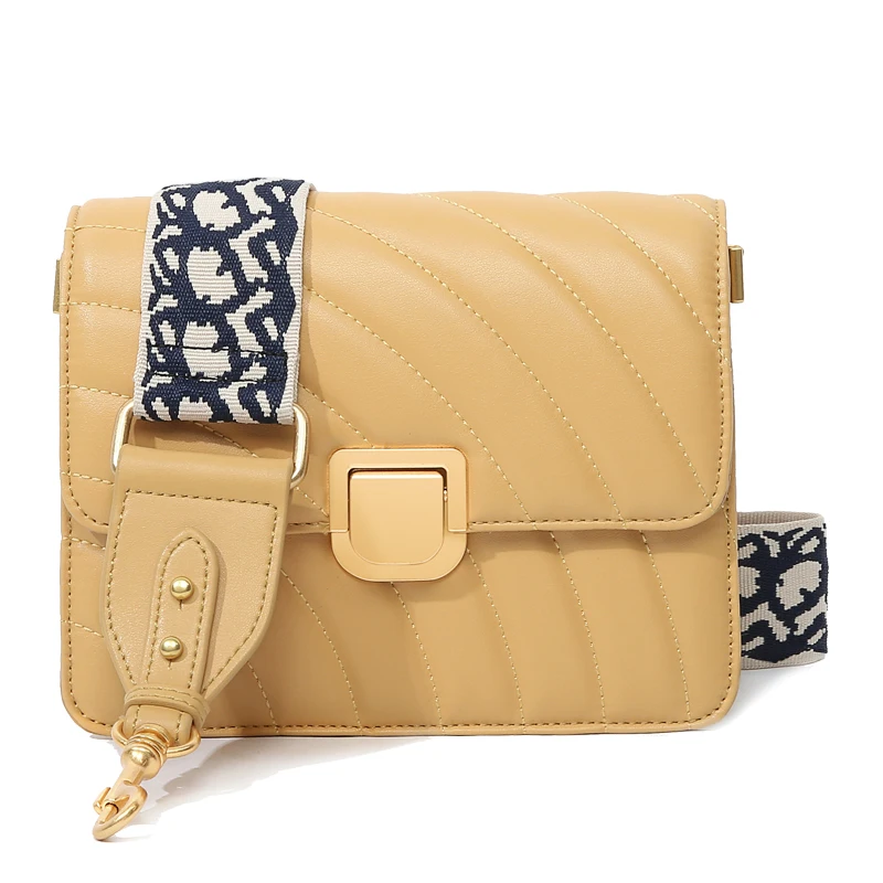 

Ladies Fashion Mini Handbags Solid Color Leather Wide Shoulder Strap Shoulder Bag Simple Female Models Small Square Bag 2019