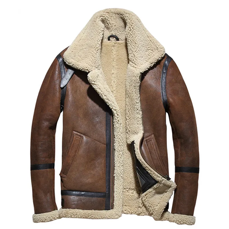 Buy 2018 Brown Men B3 Bomber Shearling Jacket Plus