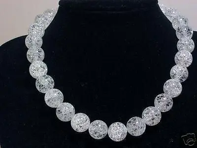 

Miss charm Jew913 Clear Quartz Cracky White 14mm Round Beads Necklace