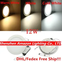 12 Вт Светодиодный светильник ультра тонкий светодиодный потолочный Встраиваемый светодиодный светильник 85-265 в WW(2700-3500 K) NW(4000-4500 K) CW(6000-6500 K) DHL бесплатно